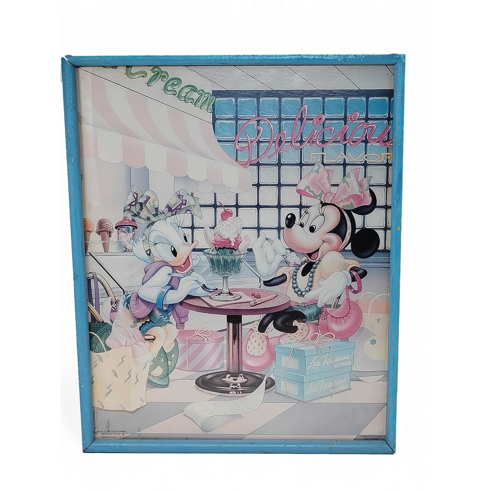 Walt Disney Minnie Mouse Daisy Duck Diner Art Print Framed 80s Retro Decor